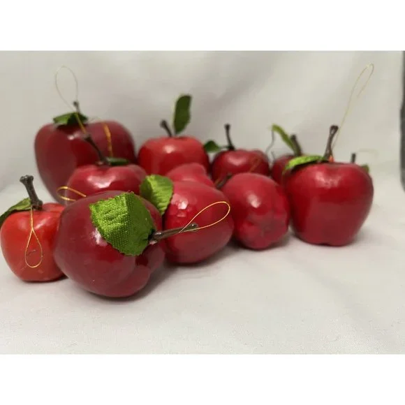 Apple Ornaments Artificial Faux Realistic Fruit Red Delicious Lot of 12 - Picture 2 of 4